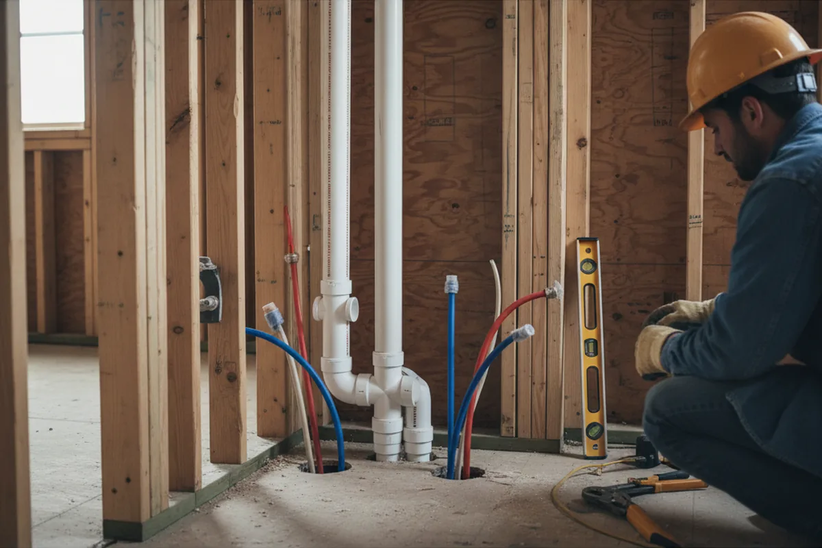 Drain and supply rough-in during Toilet Repair and Installation in Southside