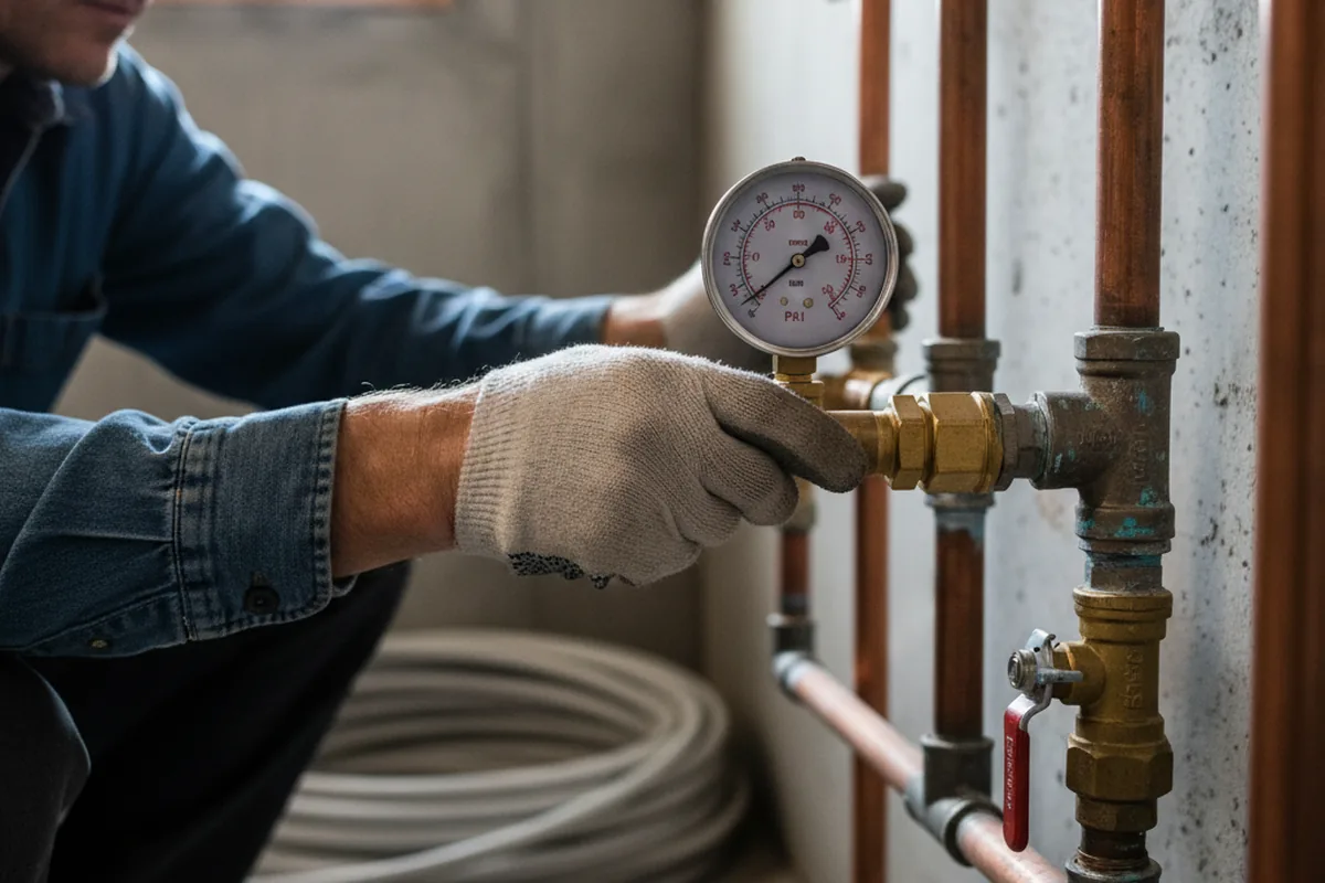 Pressure testing a repaired line during Water Line Repair in Southside